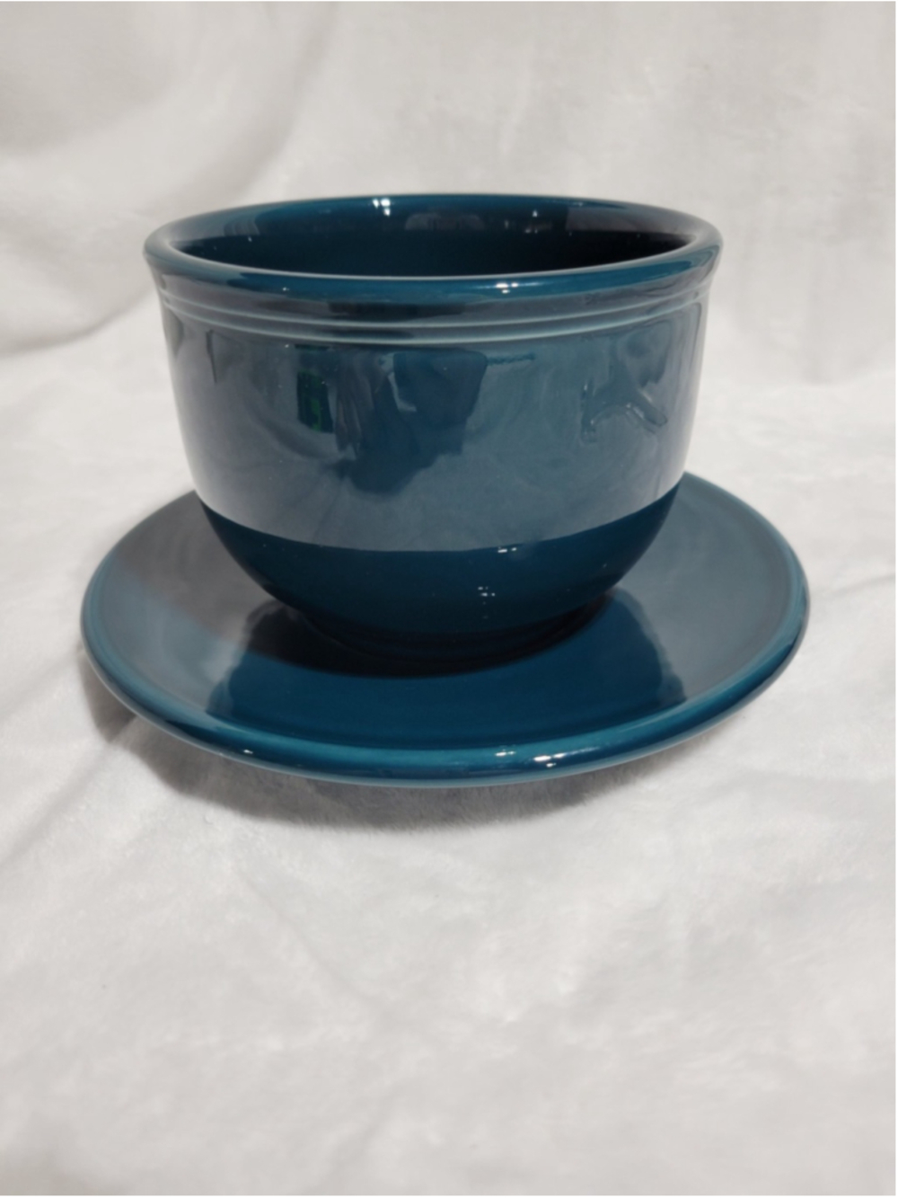 Fiesta Ware Juniper Jumbo Chili Bowl & Jumbo Saucer Set Teal HOMER LAUGHLIN USA